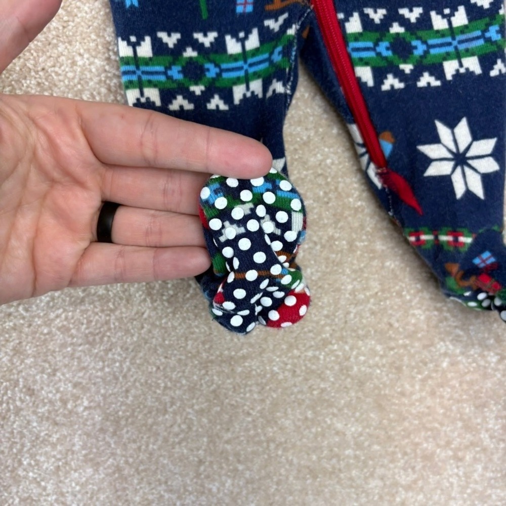 Hanna Andersson Christmas Pajamas pjs Size 0-3M 50cm Organic Cotton Holiday - Picture 3 of 5
